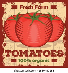 Tomatoes Tomato Ketchup Vintage Signage Poster Rustic Vector