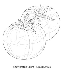 
Tomatoes vegetables.Coloring book antistress for children and adults. Zen-tangle style.Black and white drawing