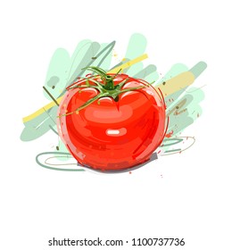 Tomato.Isolated single simple vector illustration