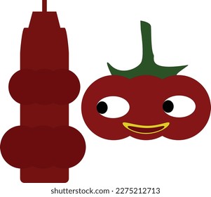 tomatto ketchup bottle with a tomatto