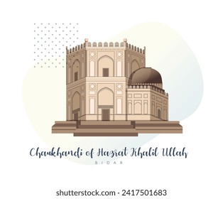 Tomb - Chaukhandi of Hazrat Khalil Ullah - Bidar - Stock Illustration as EPS 10 File