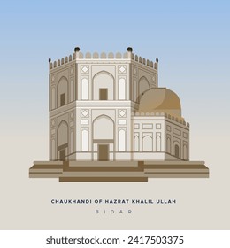 Tomb - Chaukhandi of Hazrat Khalil Ullah - Bidar - Stock Illustration as EPS 10 File