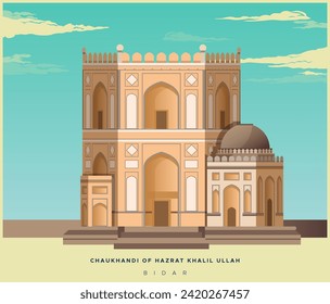 Tomb - Chaukhandi of Hazrat Khalil Ullah - Bidar - Stock Illustration as EPS 10 File