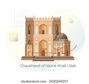 Tomb - Chaukhandi of Hazrat Khalil Ullah - Bidar - Stock Illustration as EPS 10 File