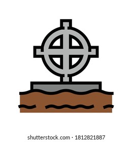 tomb cross color icon vector. tomb cross sign. isolated symbol illustration