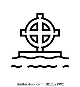 tomb cross line icon vector. tomb cross sign. isolated contour symbol black illustration