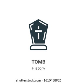 Tomb glyph icon vector on white background. Flat vector tomb icon symbol sign from modern history collection for mobile concept and web apps design.
