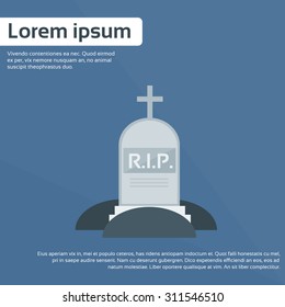 Tomb Grave Icon RIP Stone Flat Vector Illustration