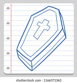 Tomb Graveyeard Halloween Notebook School Doodle Icon Symbol Sketch Line Art