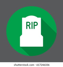 Tomb, headstone flat icon. Round colorful button, circular vector sign with long shadow effect. Flat style design