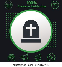Tomb icon. Background consisting of green and black colors. modern design