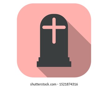 Tomb icon with long shadow. Gravestone flat style. Halloween, October 31st. Vector illustration
