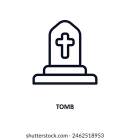 tomb icon. Thin line tomb icon from history collection. Outline vector isolated on white background. Editable tomb symbol can be used web and mobile