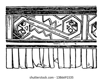 A tomb of Inca Empire pre-Columbian America, vintage line drawing or engraving illustration.