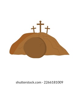 Tomb of Jesus icon. "Crucifix". Easter. Vector illustration on a white background.