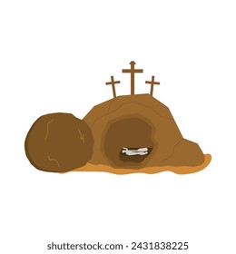 Tomb of Jesus icon. "Crucifix". Easter. Vector illustration on a white background.