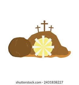 Tomb of Jesus icon. "Crucifix". Easter. Vector illustration on a white background.