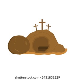 Tomb of Jesus icon. "Crucifix". Easter. Vector illustration on a white background.