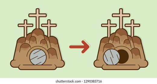 The tomb of Jesus stone cave graphic vector