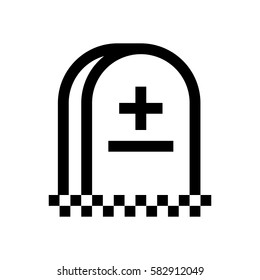 Tomb mini line, icon, background and graphic. The icon is black and white, linear  flat, vector, pixel perfect, minimal, suitable for web and print. 