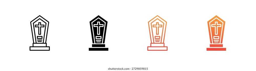 Tomb Multiple Style Icon Set Vetor