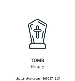 Tomb outline vector icon. Thin line black tomb icon, flat vector simple element illustration from editable history concept isolated stroke on white background