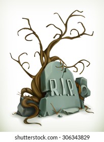 Tomb, rest in peace vector icon