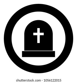 Tomb stone black icon in circle