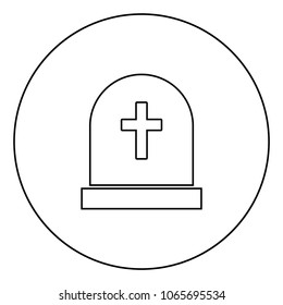 Tomb stone black icon in circle