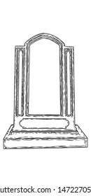 Tomb stone drawing. Grave for dead as Halloween tombstones prop. Hand drawn gravestone. Vector. 