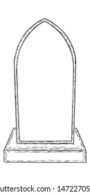 Tomb stone drawing. Grave for dead as Halloween tombstones prop. Hand drawn gravestone. Vector. 