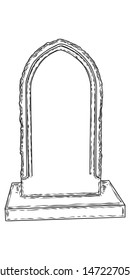 Tomb stone drawing. Grave for dead as Halloween tombstones prop. Hand drawn gravestone. Vector. 