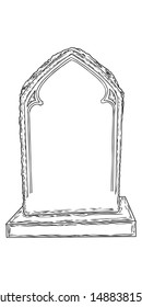 Tomb stone drawing. Grave for dead as Halloween tombstones prop. Hand drawn gravestone. Vector. 