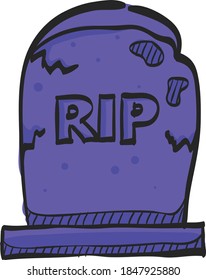 Tomb stone icon in color drawing. Monument dead Halloween spooky