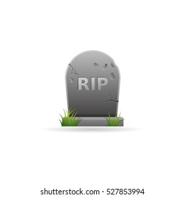 Tomb stone icon in color. Monument dead Halloween spooky