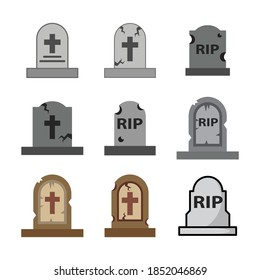Juego de símbolos de la piedra de la tumba conjunto de símbolos vectoriales y símbolos 