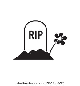 Tomb stone icon in single color. Monument dead Halloween spooky