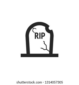 Tomb stone icon in thick outline style. Black and white monochrome vector illustration.