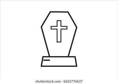 tomb stone icon vector thin outline style sign