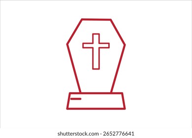 tomb stone icon vector thin outline style sign