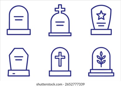 tomb stone icon vector thin outline style sign
