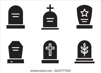 tomb stone icon vector thin outline style sign