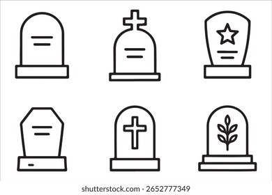 tomb stone icon vector thin outline style sign