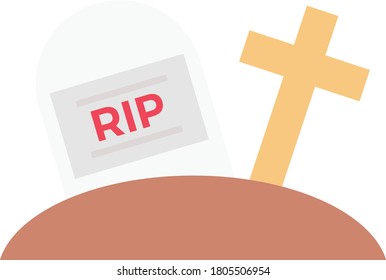 tomb vector flat color icon 