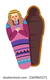 Tomb of wealthy person, isolated sarcophagus of Egyptian ruler or noble man. Container for bodies, traveling to Egypt, and getting to know culture and ancient traditions. Vector in flat style