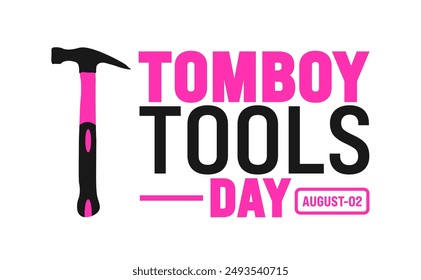 Tomboy Tools Day is observed every year in August. Holiday concept. Template for background, banner, card, poster, placard, design template with unique shapes with standard color.