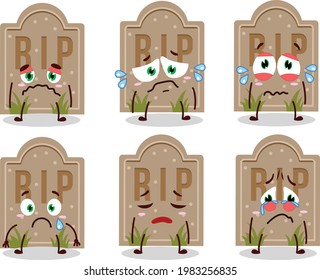 Tombstone in cartoon character with sad expression