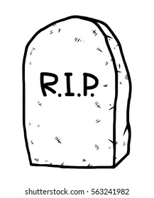 tombstone / cartoon vector and illustration, black and white, hand drawn, sketch style, isolated on white background.