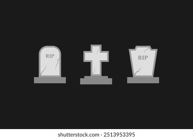 Grabstein oder Friedhof Halloween-Icon-Set Vektor