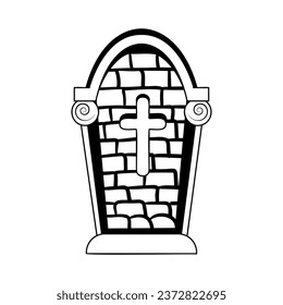 Tombstone Character of Hallowen Isolated Retro Cartoon Vector
